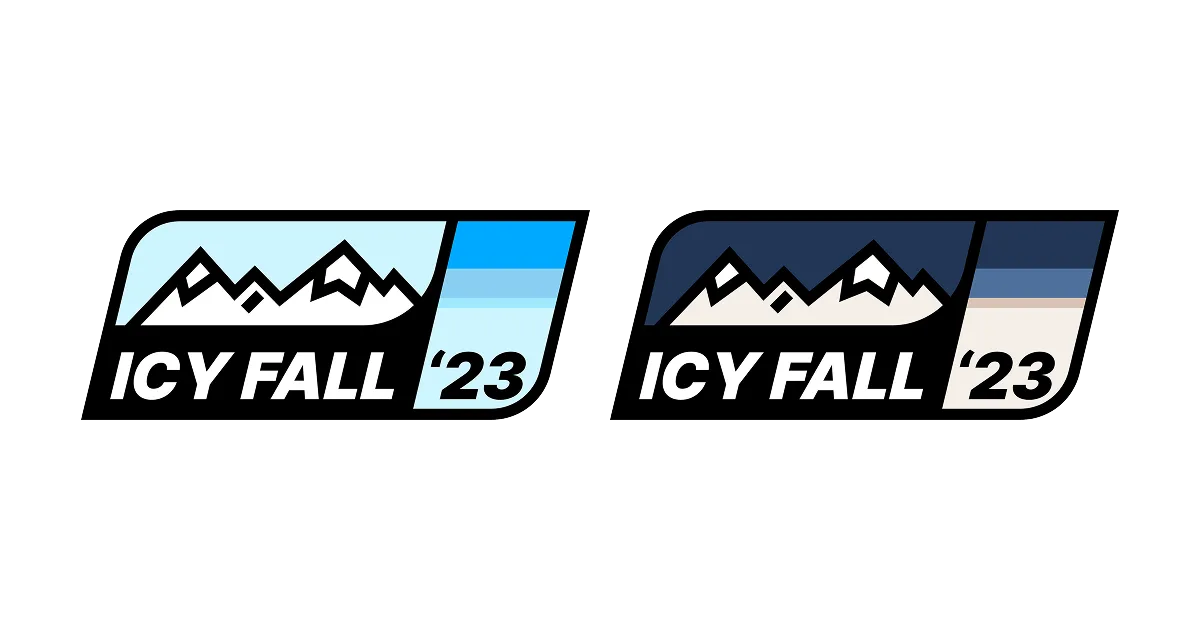 Badges created for the Icy Fall 2023 campaign, they’re inspired by snow / surf old school aesthetics