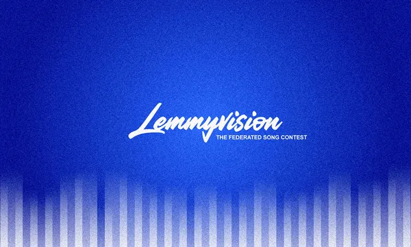 The Lemmyvision logo, overlaid on a grainy blue background with white vertical equalizer bars running along the bottom edge